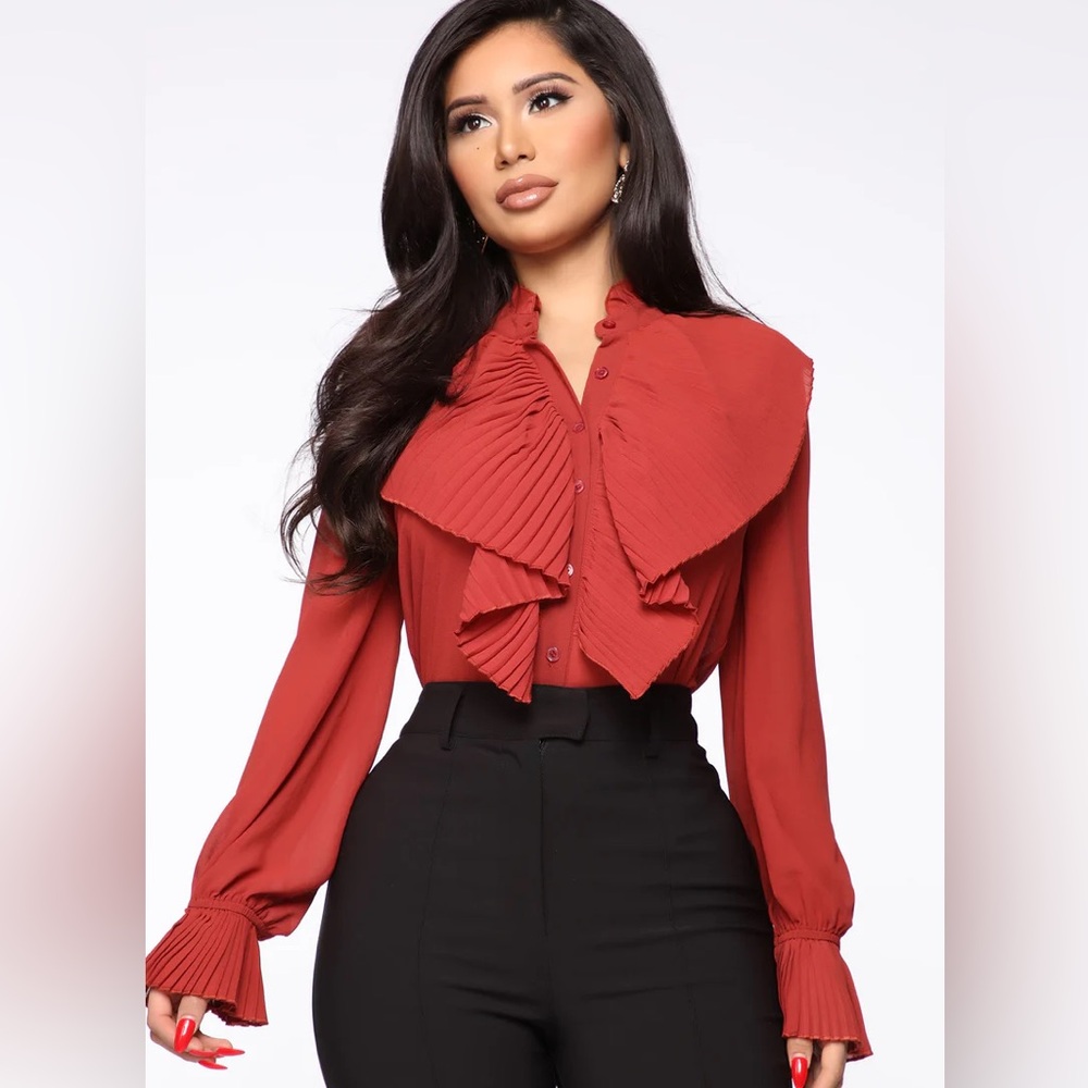 LOOKING FOR MY CHECK RUFFLE shirt white - Picture 4 of 5